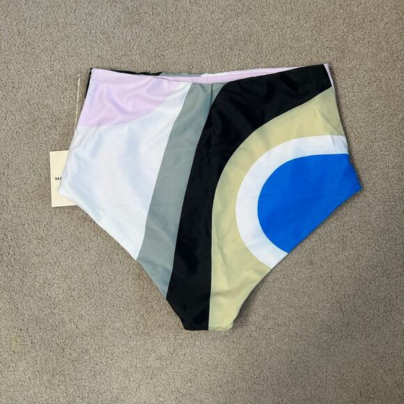 NWT Mara Hoffman Lydia White Multi Juniper Pastel Bikini Bottom Swimsuit Sz L - Picture 3 of 5